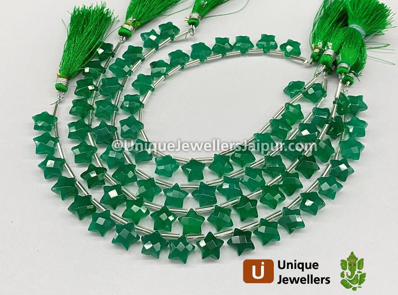 Green Onyx Faceted Star Beads